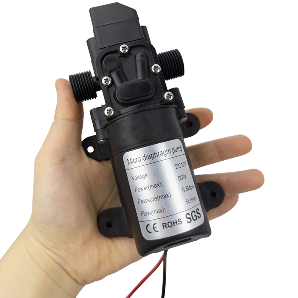 Bomba de diafragma de alta pressão, dc12v 120psi 60w 5l/min, mini bomba elétrica autoescorvante, máquina de lavar água, pulverização de pesticidas